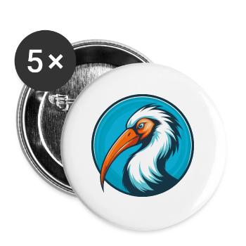 Ibis Cute Kawaii Cartoon Clipart Animal Pet Logo - Buttons large 2.2''/56 mm (5-pack) - white - Front