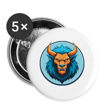 Manticore Mignon Kawaii Dessin Animé Animal Animal Pet Logo - Lot de 5 grands badges (56 mm) - blanc - Devant