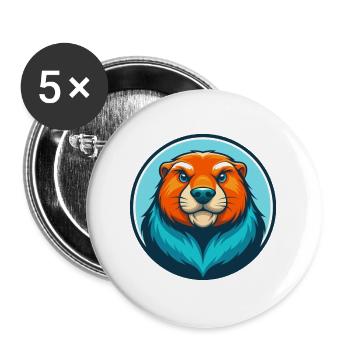 Murmeltier Niedliche Kawaii Cartoon Clipart Tier Haustier Logo - Buttons groß 56 mm (5er Pack) - Weiß - Vorne