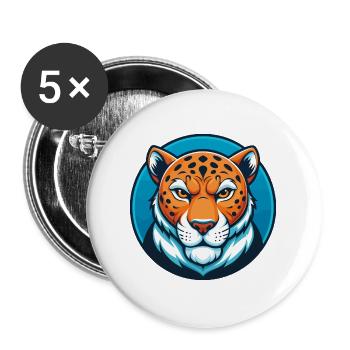Léopard mignon drôle Kawaii dessin animé Animal Animal Logo - Lot de 5 grands badges (56 mm) - blanc - Devant