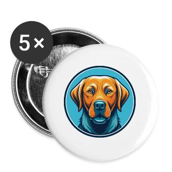 Labrador retriever chien Kawaii dessin animé logo pour animaux de compagnie - Lot de 5 grands badges (56 mm) - blanc - Devant