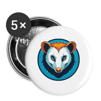 Opossum mignon drôle Kawaii dessin animé animal de compagnie logo - Lot de 5 grands badges (56 mm) - blanc - Devant