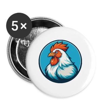 Poule mignon kawaii dessin animé Clipart Animal Pet Logo - Lot de 5 grands badges (56 mm) - blanc - Devant