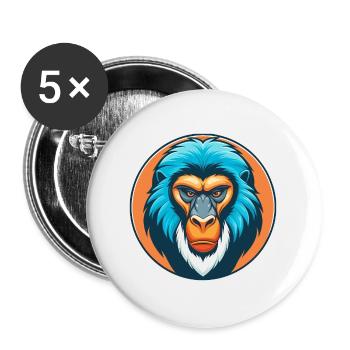 Mandrill Cute Kawaii Cartoon Animal Pet Logo - Buttons large 2.2''/56 mm (5-pack) - white - Front