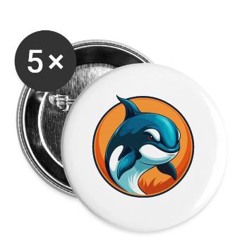 Orca Cute Kawaii Cartoon Clipart Animal Pet Logo - Buttons large 2.2''/56 mm (5-pack) - white - Front