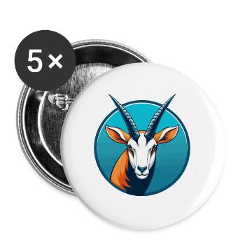 Oryx mignon kawaii dessin animé clipart animal de compagnie logo - Lot de 5 grands badges (56 mm) - blanc - Devant