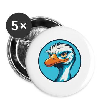 Ostrich Cute Funny Kawaii Cartoon Animal Pet Logo - Buttons large 2.2''/56 mm (5-pack) - white - Front