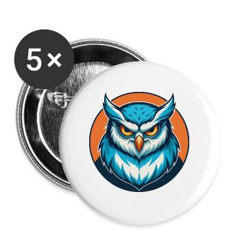 Owl Cute Kawaii Cartoon Clipart Animal Pet Logo - Buttons large 2.2''/56 mm (5-pack) - white - Front