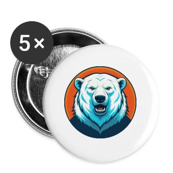 ours polaire mignon Kawaii dessin animé animal de compagnie logo - Lot de 5 grands badges (56 mm) - blanc - Devant