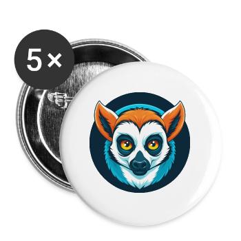 Lemur Cute Kawaii Cartoon Clipart Animal Pet Logo - Buttons large 2.2''/56 mm (5-pack) - white - Front