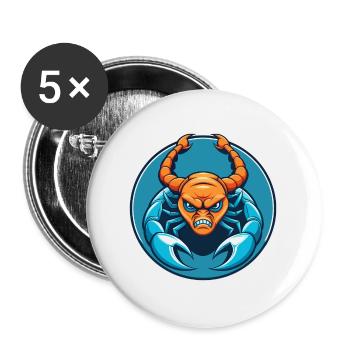 Skorpion Niedliches Kawaii Cartoon Tier Haustier Logo - Buttons groß 56 mm (5er Pack) - Weiß - Vorne