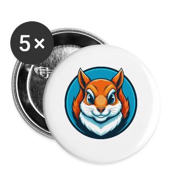 Eichhörnchen Niedliches Kawaii Cartoon Tier Haustier Logo - Buttons groß 56 mm (5er Pack) - Weiß - Vorne