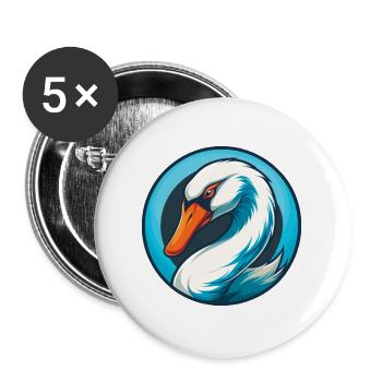 cygne mignon kawaii dessin animé clipart animal animal logo - Lot de 5 grands badges (56 mm) - blanc - Devant