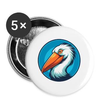Pélican mignon drôle Kawaii dessin animé Animal Animal Logo - Lot de 5 grands badges (56 mm) - blanc - Devant