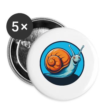 Schnecke Niedlich Kawaii Cartoon Clipart Tier Haustier Logo - Buttons groß 56 mm (5er Pack) - Weiß - Vorne