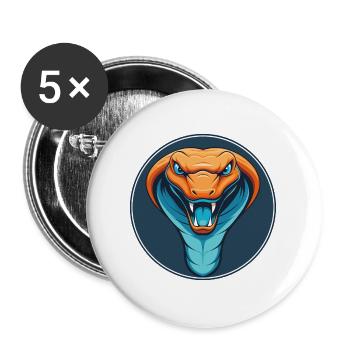 Snake Cute Kawaii Cartoon Clipart Animal Pet Logo - Buttons large 2.2''/56 mm (5-pack) - white - Front