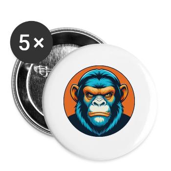 Monkey Cute Kawaii Cartoon Clipart Animal Pet Logo - Buttons large 2.2''/56 mm (5-pack) - white - Front