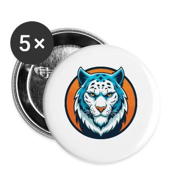 léopard des neiges mignon kawaii dessin animé animal animal logo - Lot de 5 grands badges (56 mm) - blanc - Devant