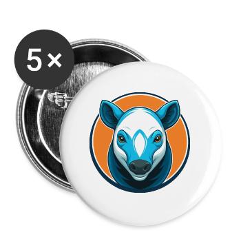 Tapir Niedliche Kawaii Cartoon Clipart Tier Haustier Logo - Buttons groß 56 mm (5er Pack) - Weiß - Vorne