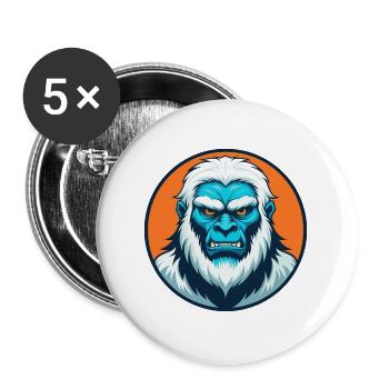 Yeti Cute Kawaii Cartoon Clipart Animal Pet Logo - Buttons large 2.2''/56 mm (5-pack) - white - Front