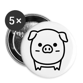 Schwein - Buttons groß 56 mm (5er Pack) - Weiß - Vorne
