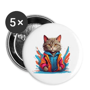 Urban Feline Radiance - Buttons large 2.2''/56 mm (5-pack) - white - Front