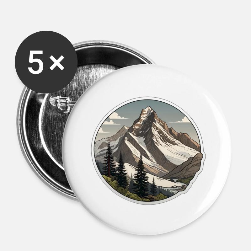 Swiss Mountains - Buttons large 2.2''/56 mm (5-pack) - white