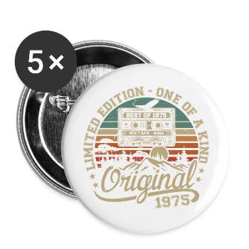 Jahrgang 1975 Geburtstagsgeschenk 1975 Retro 1975 - Buttons groß 56 mm (5er Pack) - Weiß - Vorne