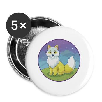 Polarfuchs Niedlich Kawaii Cartoon Clipart Tier Haustier - Buttons groß 56 mm (5er Pack) - Weiß - Vorne
