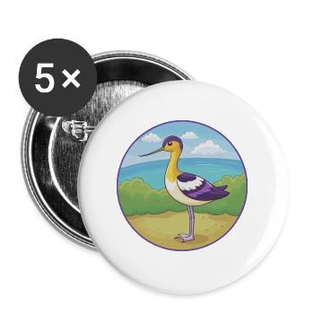 Avocet Cute Kawaii Cartoon Clipart Animal Pet - Buttons large 2.2''/56 mm (5-pack) - white - Front