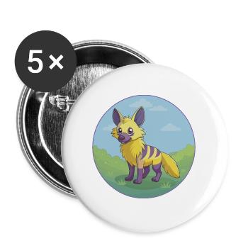 Aardwolf Mignon Kawaii Dessin animé Clipart Animal de compagnie - Lot de 5 grands badges (56 mm) - blanc - Devant