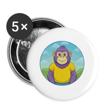 Bonobo Cute Kawaii Cartoon Clipart Animal Pet - Buttons large 2.2''/56 mm (5-pack) - white - Front