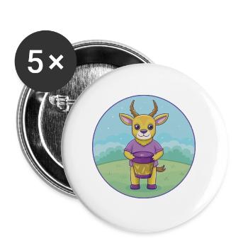 Bongo Cute Kawaii Cartoon Clipart Animal Pet - Buttons large 2.2''/56 mm (5-pack) - white - Front