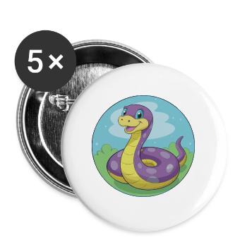 Anaconda Cute Kawaii Cartoon Clipart Animal Pet - Buttons large 2.2''/56 mm (5-pack) - white - Front