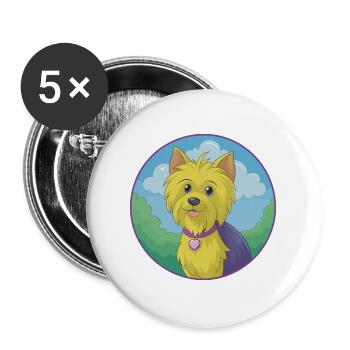 Yorkshire Terrier Chien Mignon Kawaii Dessin Animé Animal - Lot de 5 grands badges (56 mm) - blanc - Devant