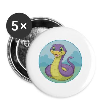 Cobra Cute Kawaii Cartoon Clipart Animal Pet - Buttons large 2.2''/56 mm (5-pack) - white - Front