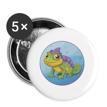 Chameleon Cute Kawaii Cartoon Clipart Animal Pet - Buttons large 2.2''/56 mm (5-pack) - white - Front