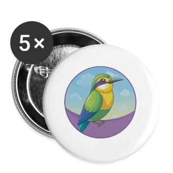 Bee Eater Cute Kawaii Cartoon Clipart Animal Pet - Buttons large 2.2''/56 mm (5-pack) - white - Front