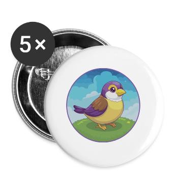 Sparrow Cute Kawaii Cartoon Clipart Animal Pet - Buttons large 2.2''/56 mm (5-pack) - white - Front