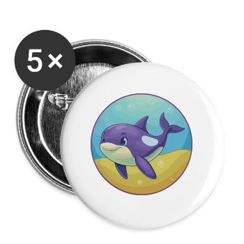 Orca Cute Kawaii Cartoon Clipart Animal Pet - Buttons large 2.2''/56 mm (5-pack) - white - Front