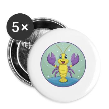 homard mignon kawaii dessin animé clipart animal de compagnie - Lot de 5 grands badges (56 mm) - blanc - Devant