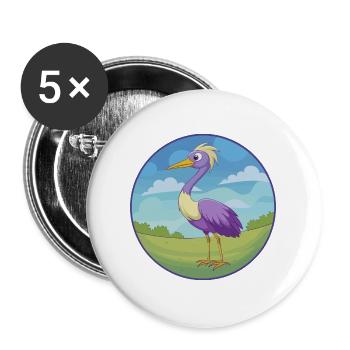 grue mignon Kawaii dessin animé Clipart Animal de compagnie - Lot de 5 grands badges (56 mm) - blanc - Devant