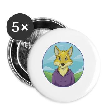 Coyote Cute Kawaii Cartoon Clipart Animal Pet - Buttons large 2.2''/56 mm (5-pack) - white - Front