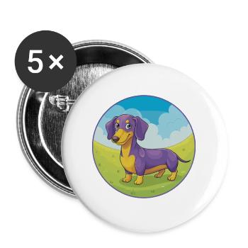 Dachshund Dog Cute Kawaii Cartoon Clipart Animal - Buttons large 2.2''/56 mm (5-pack) - white - Front