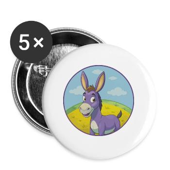 Esel Niedlich Kawaii Cartoon Clipart Tier Haustier - Buttons groß 56 mm (5er Pack) - Weiß - Vorne