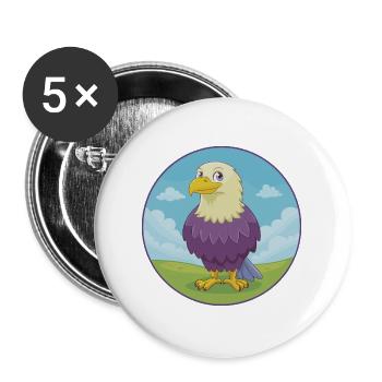 Adler Niedlich Kawaii Cartoon Clipart Tier Haustier - Buttons groß 56 mm (5er Pack) - Weiß - Vorne