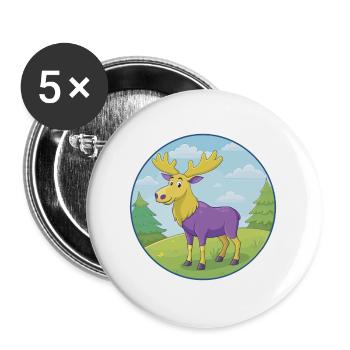 Elk Cute Kawaii Cartoon Clipart Animal Pet - Buttons large 2.2''/56 mm (5-pack) - white - Front