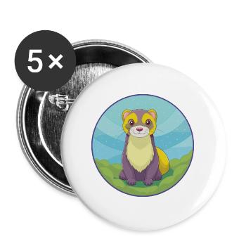 Ferret Cute Kawaii Cartoon Clipart Animal Pet - Buttons large 2.2''/56 mm (5-pack) - white - Front