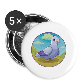 Taube Niedliche Kawaii Cartoon Clipart Tier Haustier - Buttons groß 56 mm (5er Pack) - Weiß - Vorne