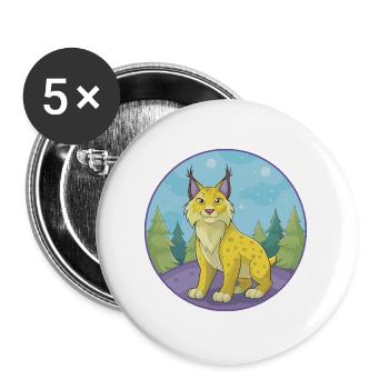 Lynx Cute Kawaii Cartoon Clipart Animal Pet - Buttons large 2.2''/56 mm (5-pack) - white - Front